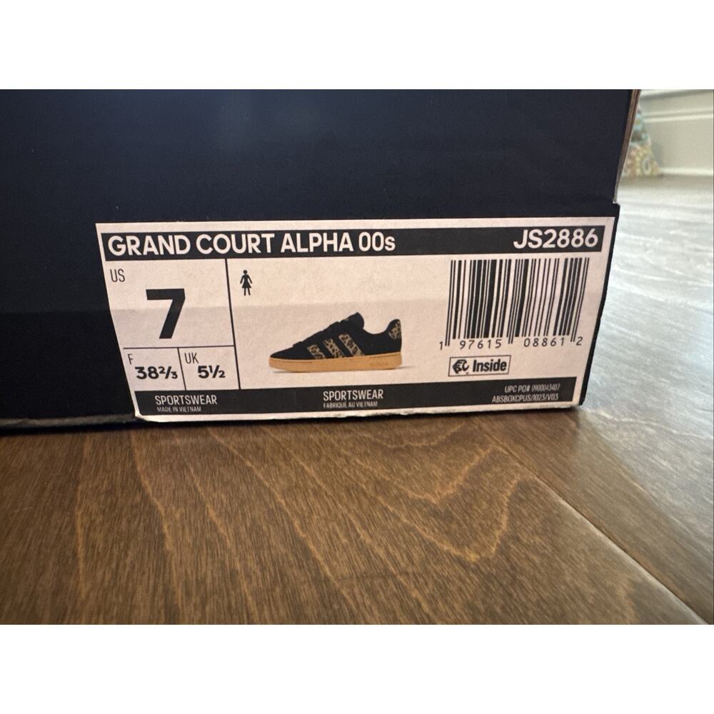 Women’s Adidas Grand Court Alpha 00s Black Leopard Gun Sole Size 7 JS2886 - Picture 7 of 7